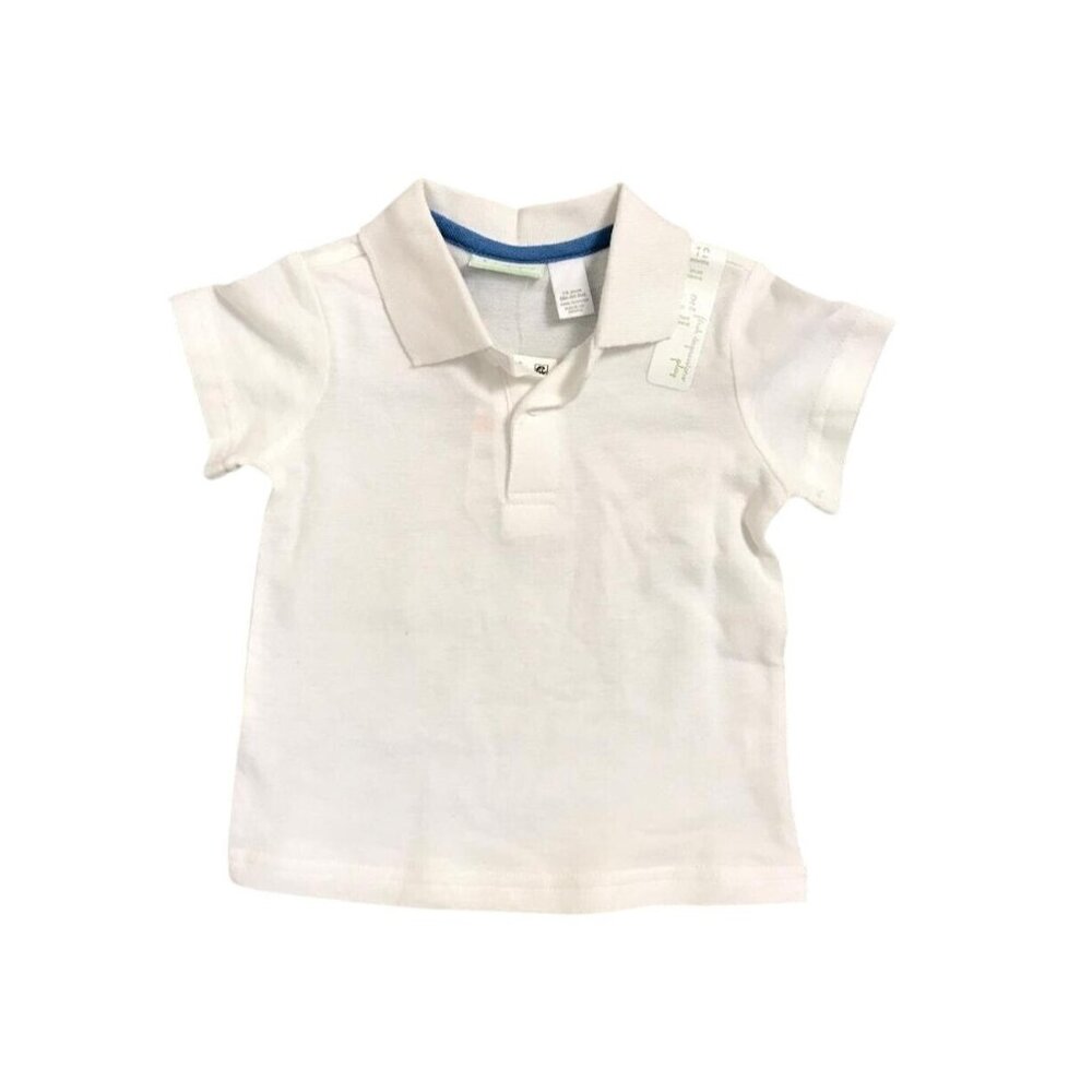 First Impressions Play White Baby Polo Shirt 12 Mos 100% Cotton